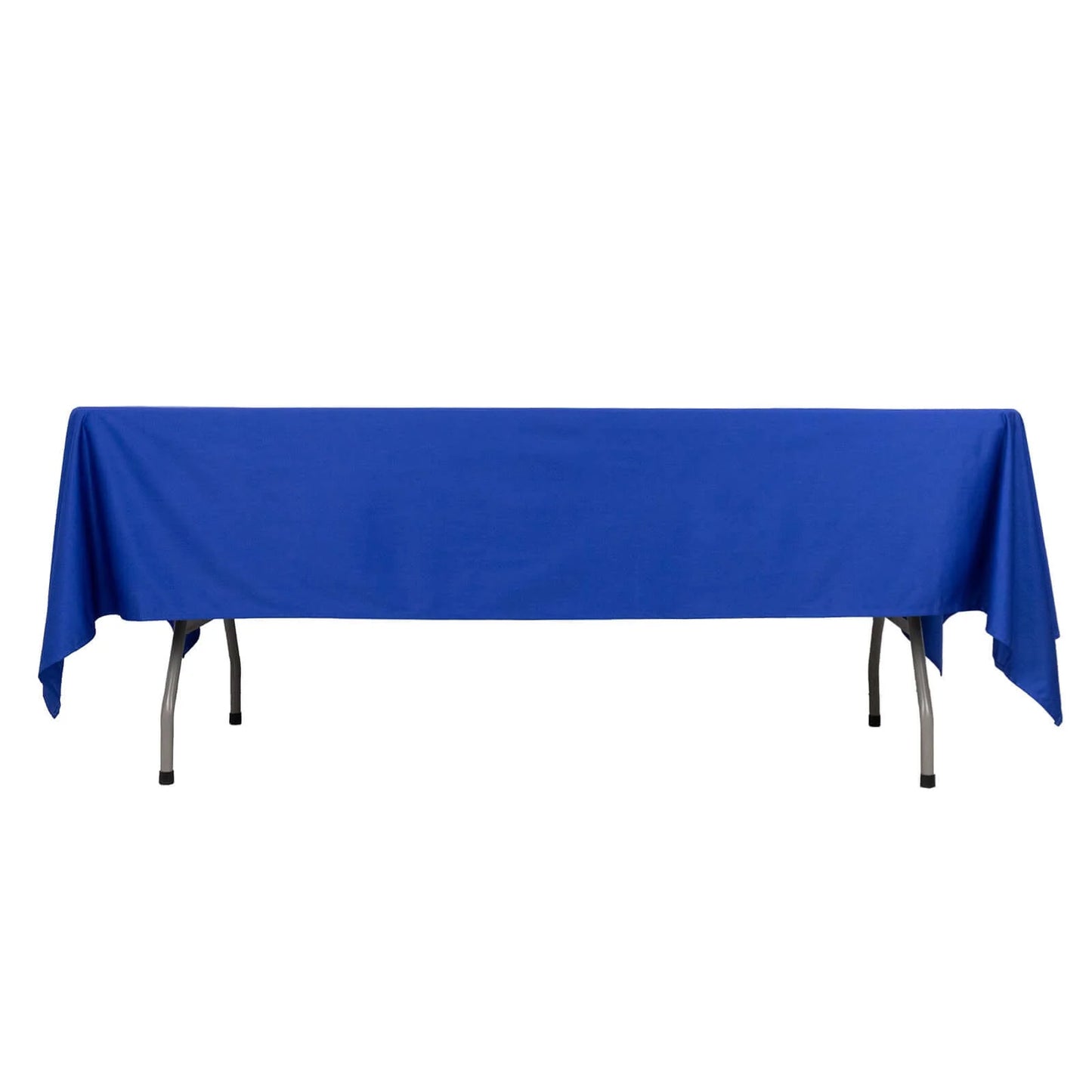 Royal blue rectangular tablecloth, 60"x102", wrinkle-free scuba polyester.
