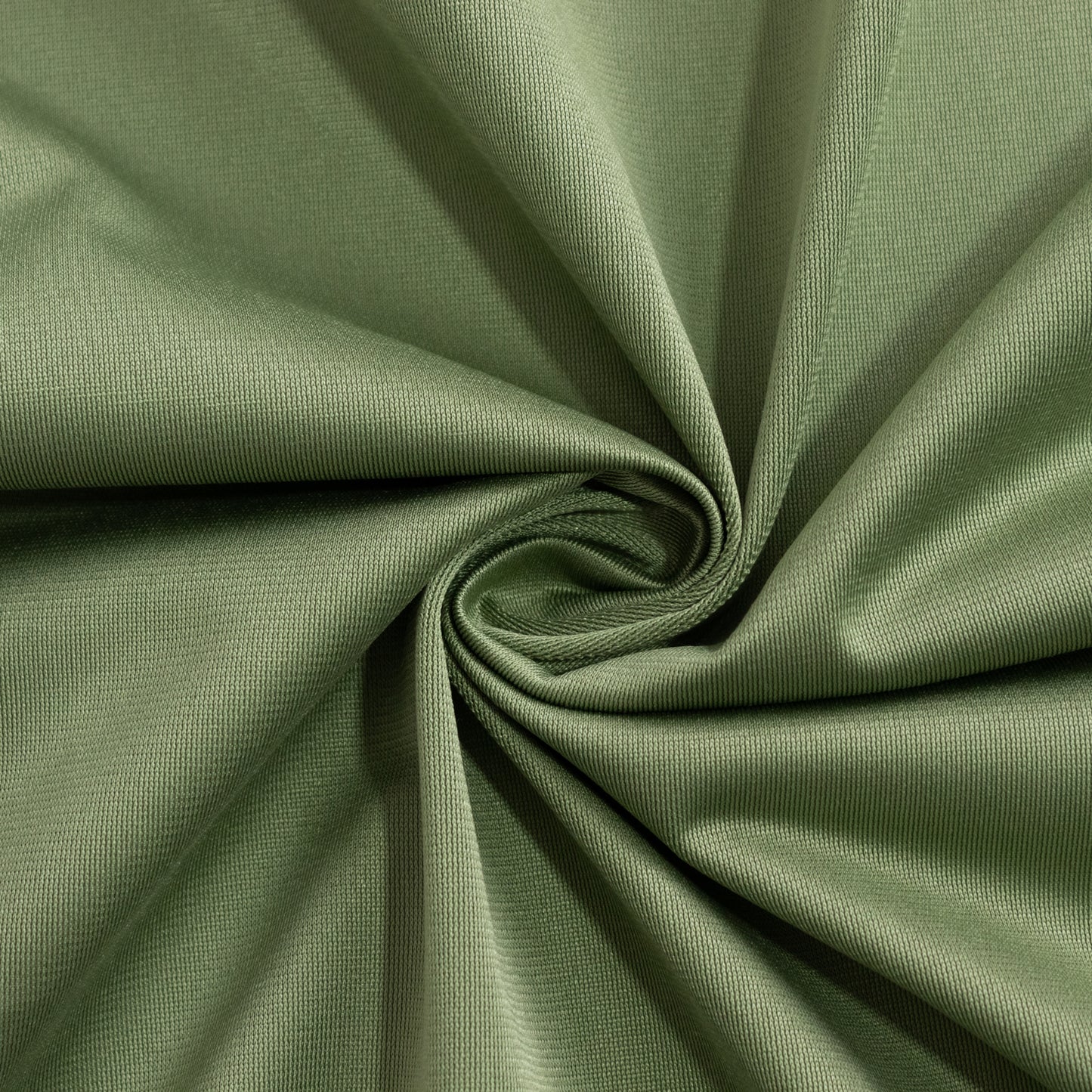 70" Dusty Sage Green Scuba Round Tablecloth, wrinkle-free polyester fabric.