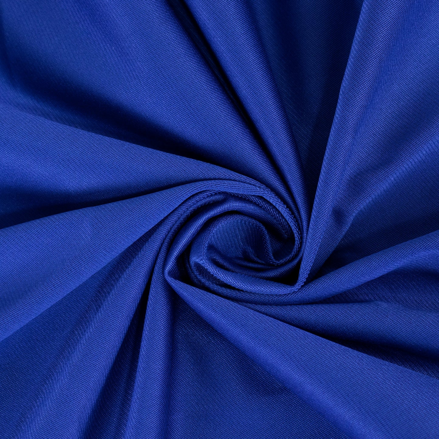 70" Royal Blue Scuba Round Tablecloth, wrinkle-free polyester fabric.