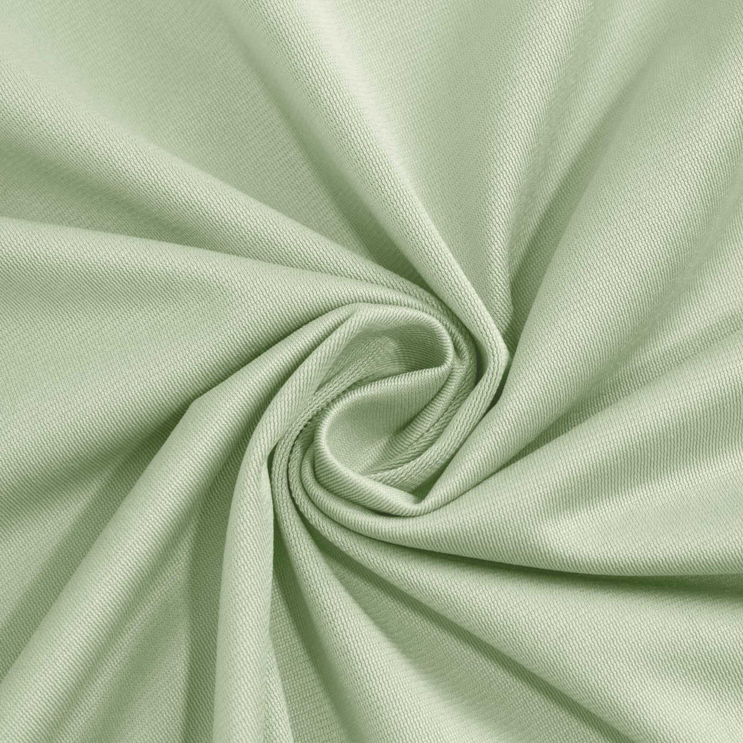 90" sage green scuba wrinkle-free round tablecloth made from scuba polyester.