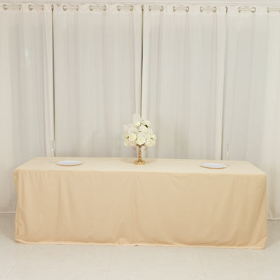 Beige Scuba Rectangular Tablecloth – Wrinkle-Free Beige Scuba Rectangular Tablecloth – Wrinkle-Free