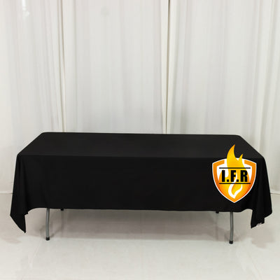 Black Fire Retardant Scuba Polyester Tablecloth 60"x102" Rectangular Black Fire Retardant Scuba Polyester Tablecloth 60"x102" Rectangular