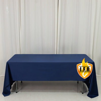 Navy Blue Fire Retardant Scuba Polyester Tablecloth 60"x126" Rectangular Navy Blue Fire Retardant Scuba Polyester Tablecloth 60"x126" Rectangular