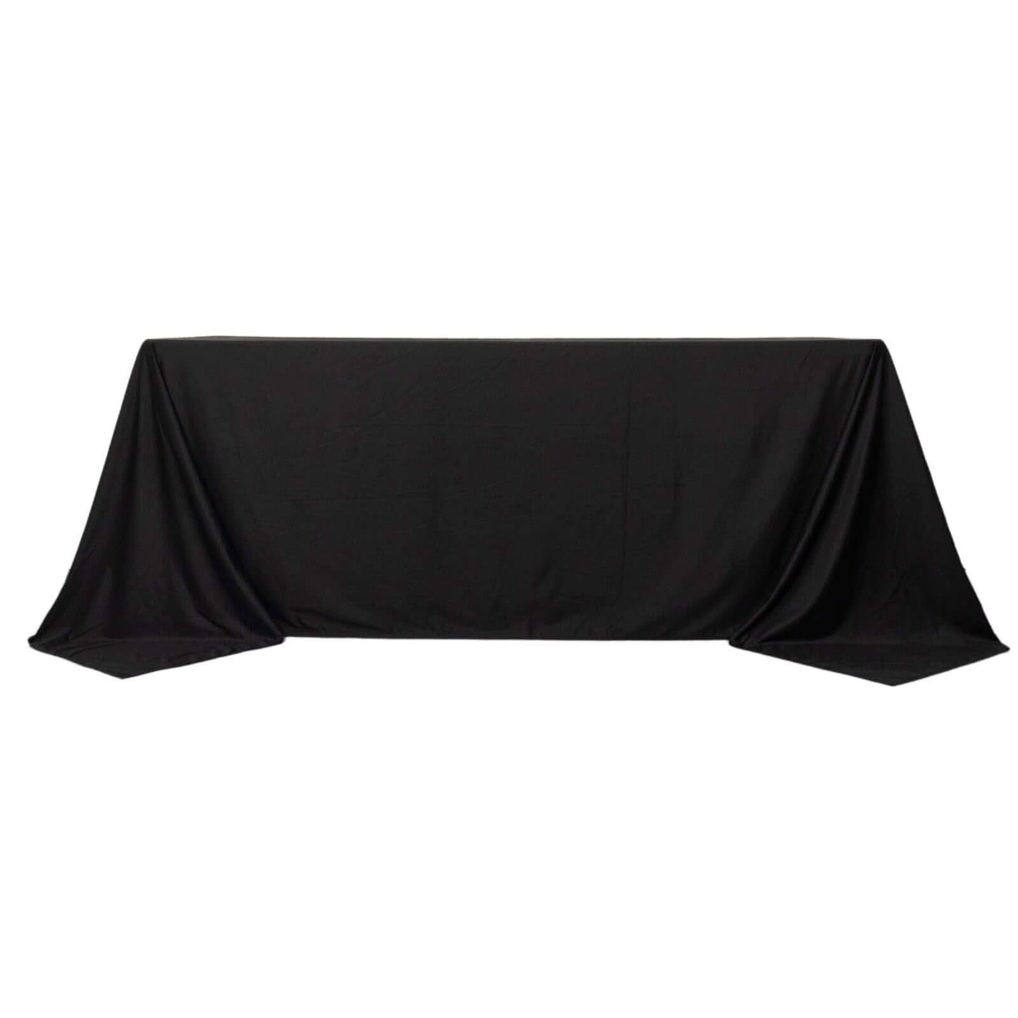 Fire Retardant Scuba Tablecloth – 90"x132" Rectangle Black, Wrinkle Free, Stain Resistant, Seamless Polyester Cover