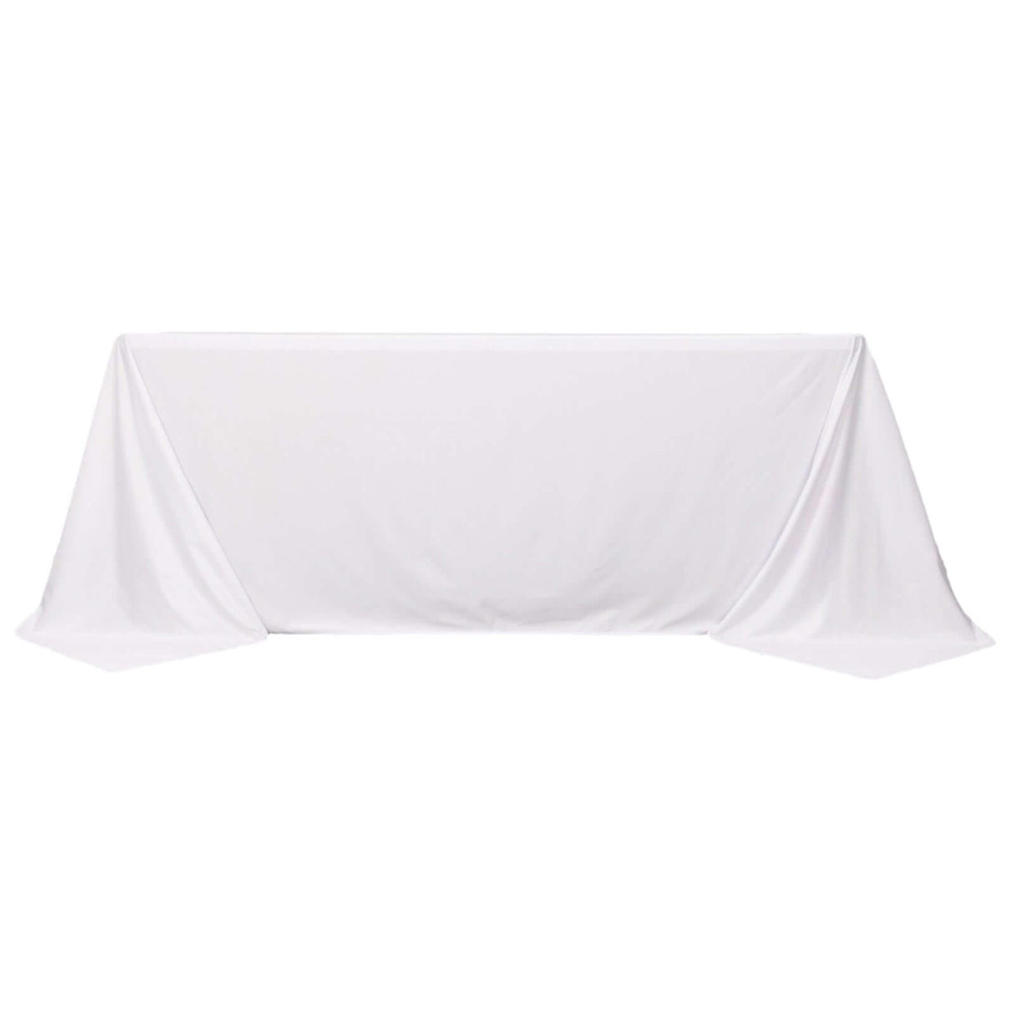 Fire Retardant Scuba Tablecloth – 90"x132" Rectangle White, Wrinkle Free, Stain Resistant, Seamless Polyester Cover