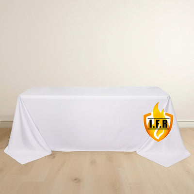White Fire Retardant Scuba Polyester Tablecloth 90"x132" Rectangular White Fire Retardant Scuba Polyester Tablecloth 90"x132" Rectangular