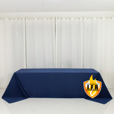 Navy Blue Fire Retardant Scuba Polyester Tablecloth 90"x156" Rectangular Navy Blue Fire Retardant Scuba Polyester Tablecloth 90"x156" Rectangular