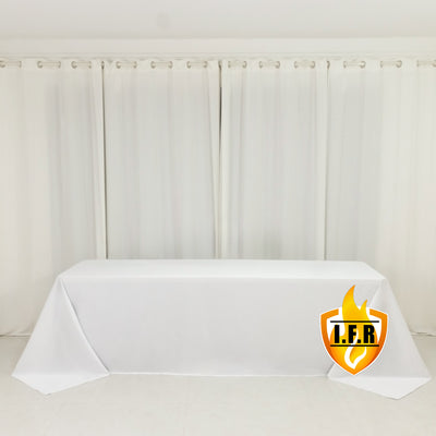 White Fire Retardant Scuba Polyester Tablecloth 90"x156" Rectangular White Fire Retardant Scuba Polyester Tablecloth 90"x156" Rectangular