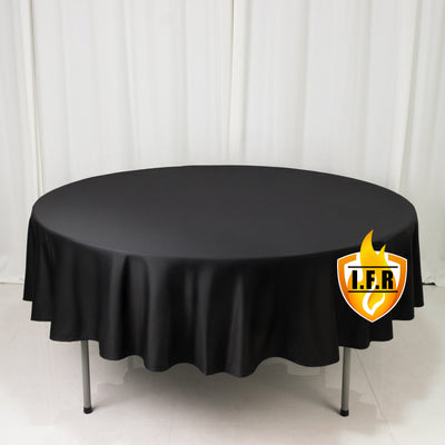 Black Fire Retardant Scuba Polyester Tablecloth 90" Round Black Fire Retardant Scuba Polyester Tablecloth 90" Round