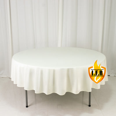 Ivory Fire Retardant Scuba Polyester Tablecloth 90" Round Ivory Fire Retardant Scuba Polyester Tablecloth 90" Round