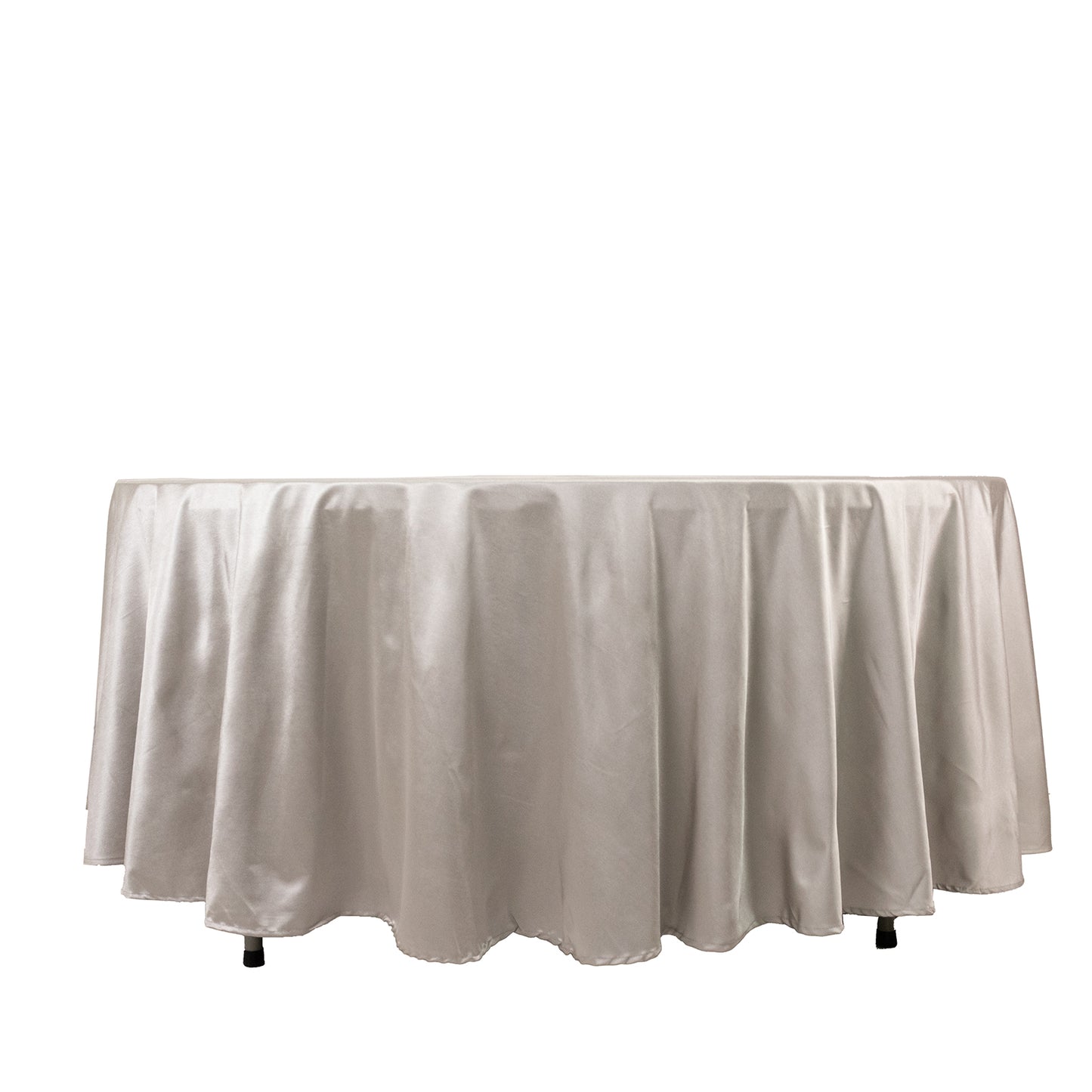 108" Shimmer Silver Scuba Round Tablecloth, Wrinkle Free Polyester Tablecloth