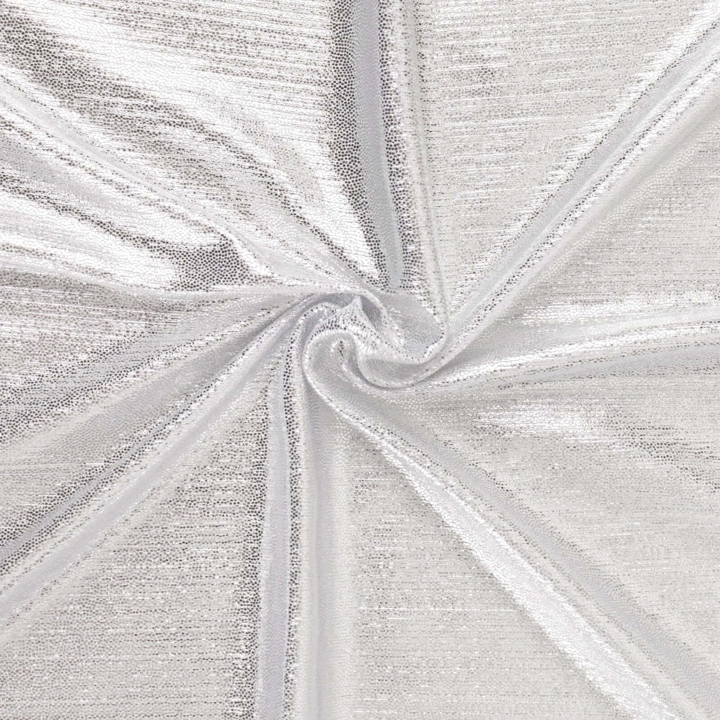 Shiny silver rectangular tablecloth with shimmer sequin dots.