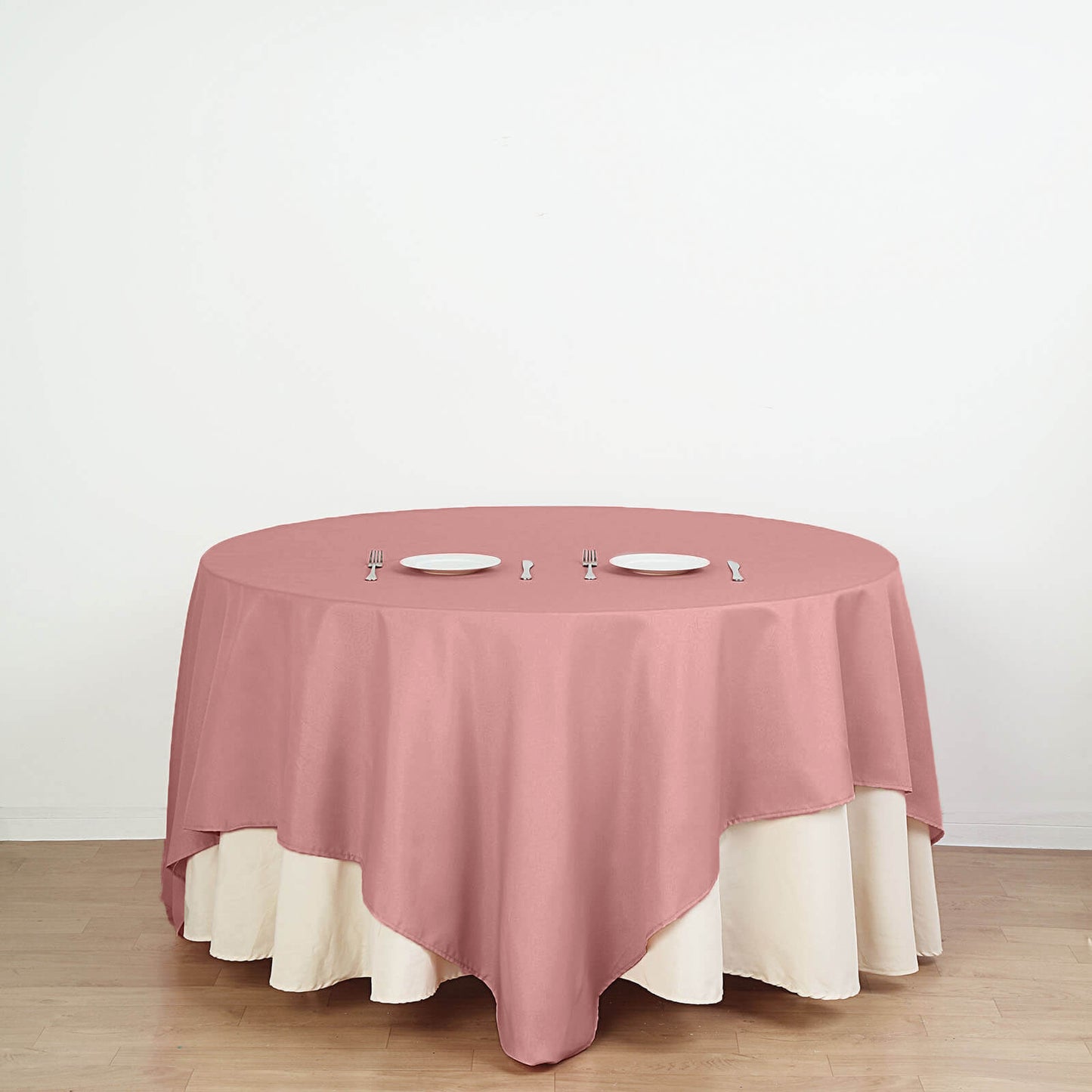 90"x90" Dusty Rose Seamless Square Polyester Table Overlay