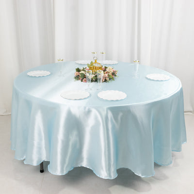Durable and Easy to Care For Light Blue Satin Tablecloth Durable and Easy to Care For Light Blue Satin Tablecloth