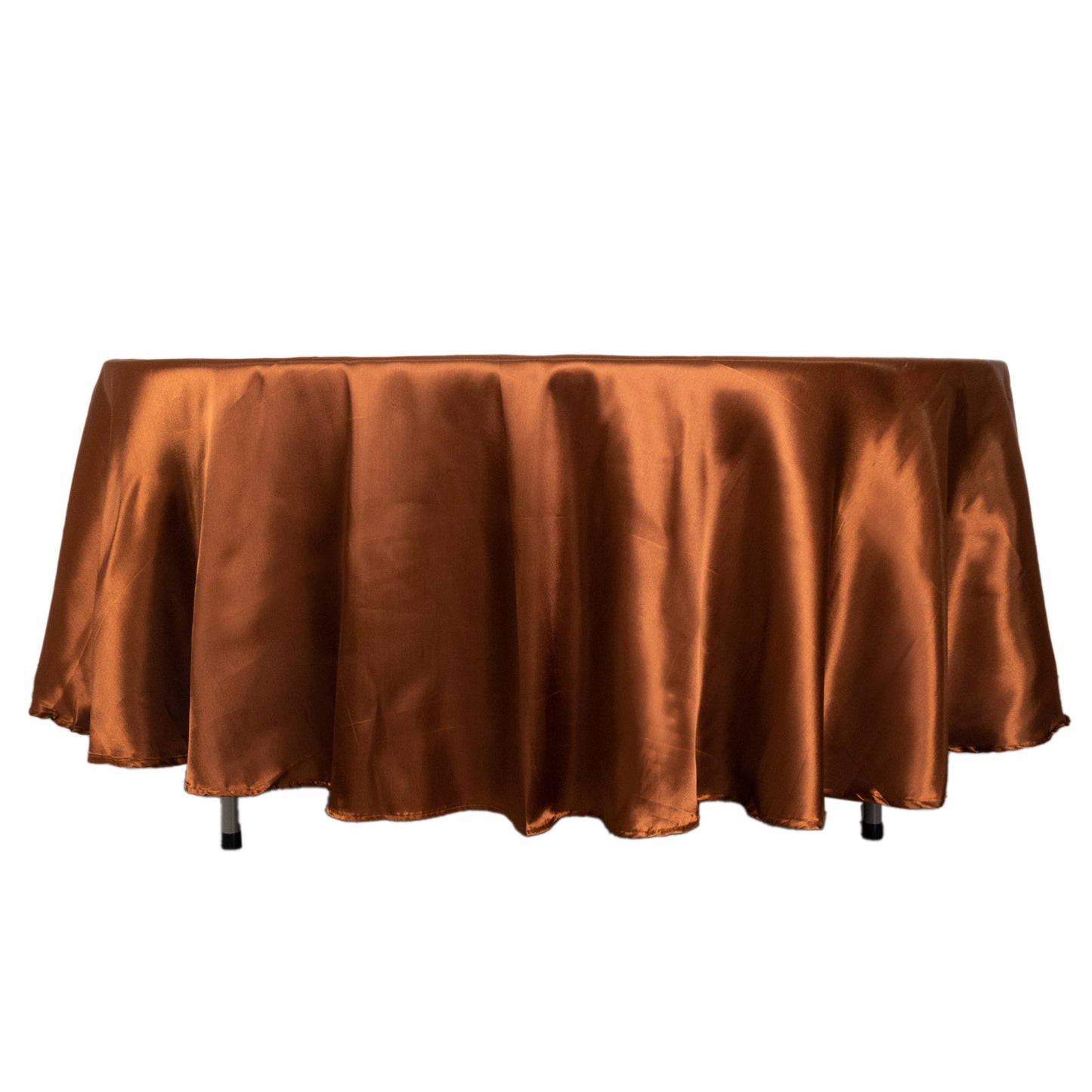 108" Cinnamon Brown Smooth Seamless Satin Round Tablecloth