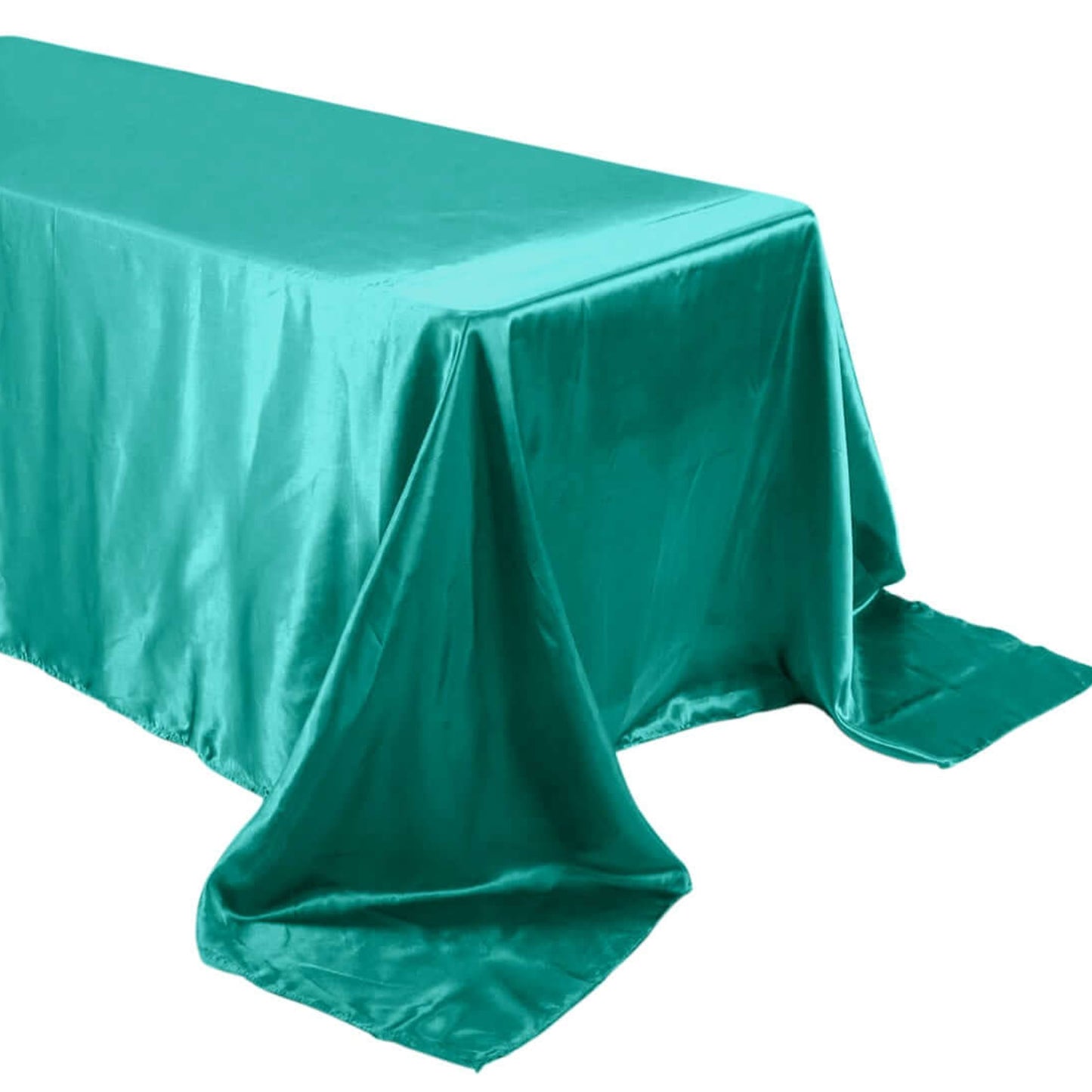 90 Inch x 132 Inch Turquoise Rectangular Seamless Satin Tablecloth