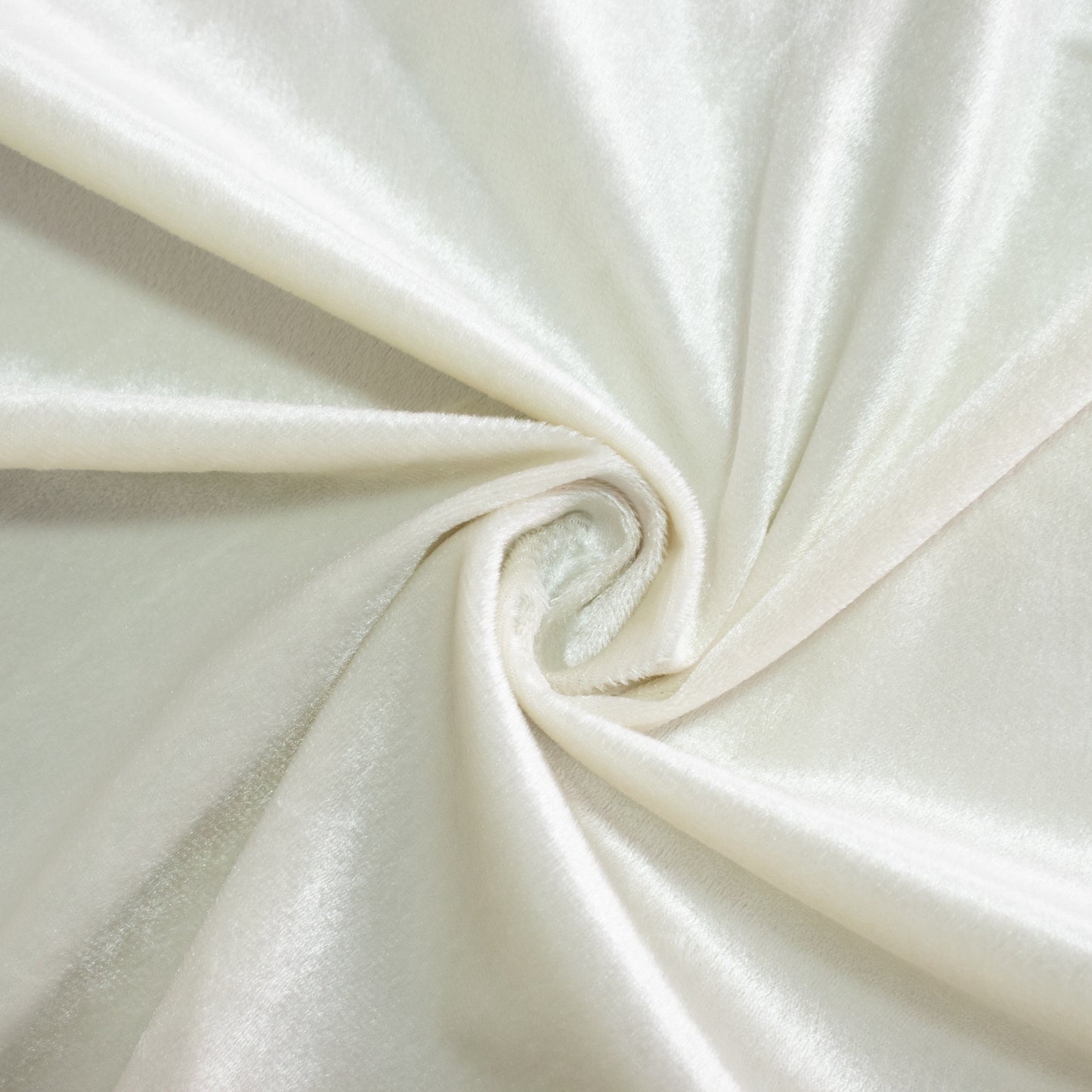 Ivory premium velvet round tablecloth, soft and seamless fabric.