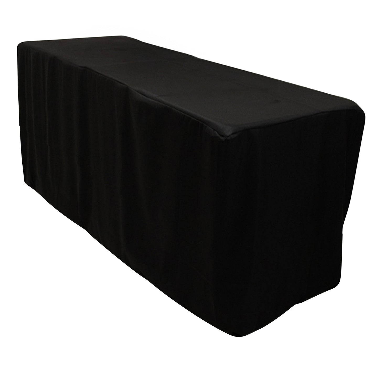 Black fitted polyester tablecloth for 96"x24"x42" tables.
