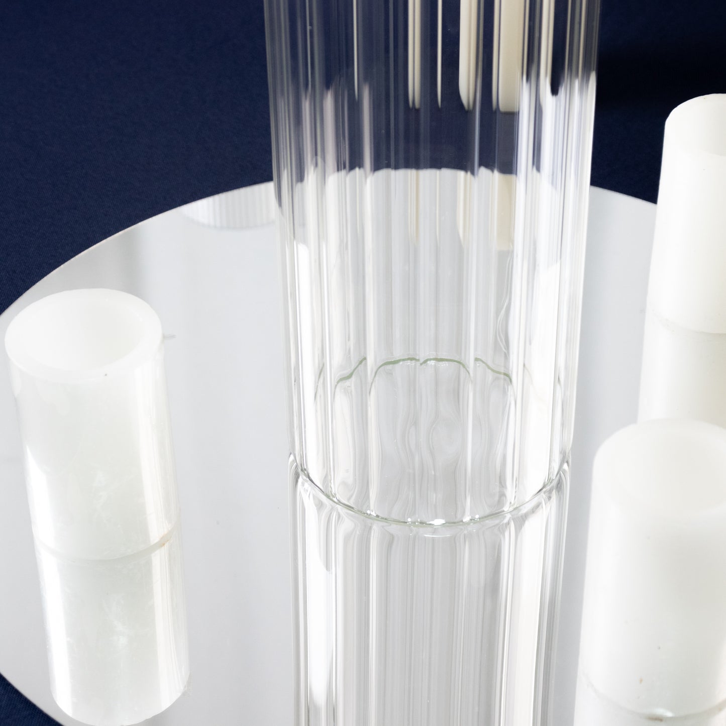 20" Ribbed Cylinder Glass Vases 6-Pack – Tall Clear Vases for Pampas Grass, Fresh Flowers & Elegant Event Decor