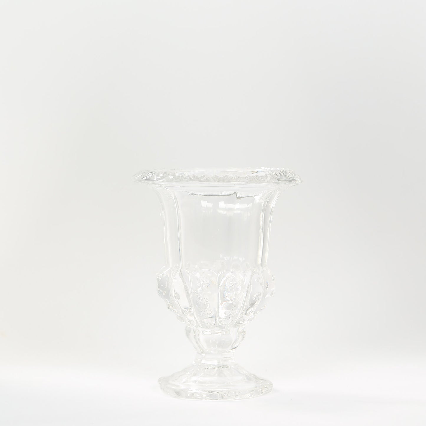 2 Pack Clear Glass Pedestal Flower Vases in Classic Roman Urn Style, 6" Mini Floral Vase Table Centerpieces