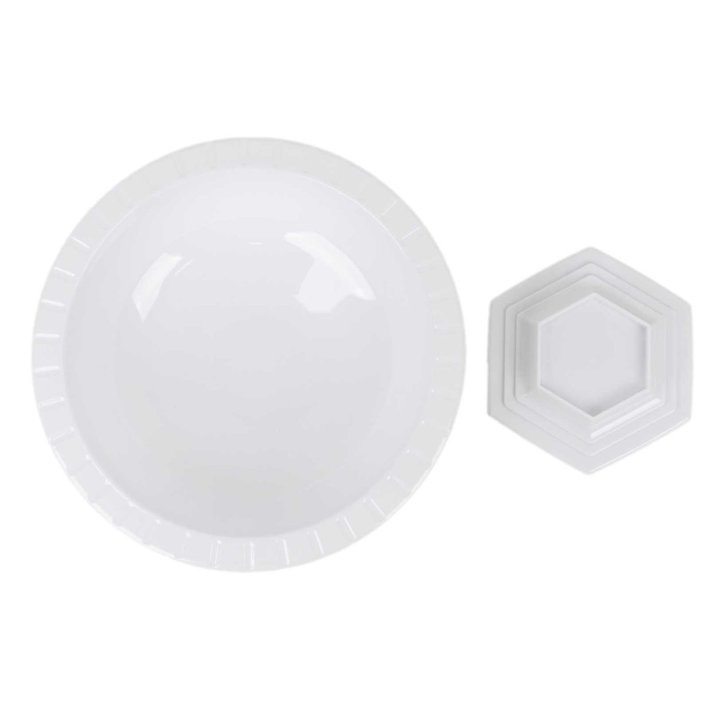 3 Pack White Roman Style Footed Compote Flower Bowl Vase, 10" Round Decorative Plastic Pedestal Vase Table Centerpiece