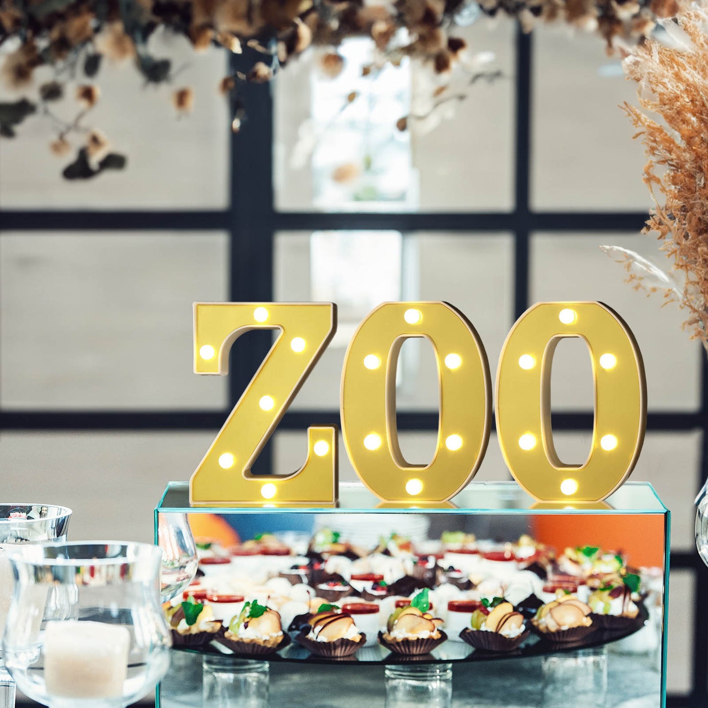 6" Gold 3D Marquee Letters - Warm White 7 LED Light Up Letters - Z