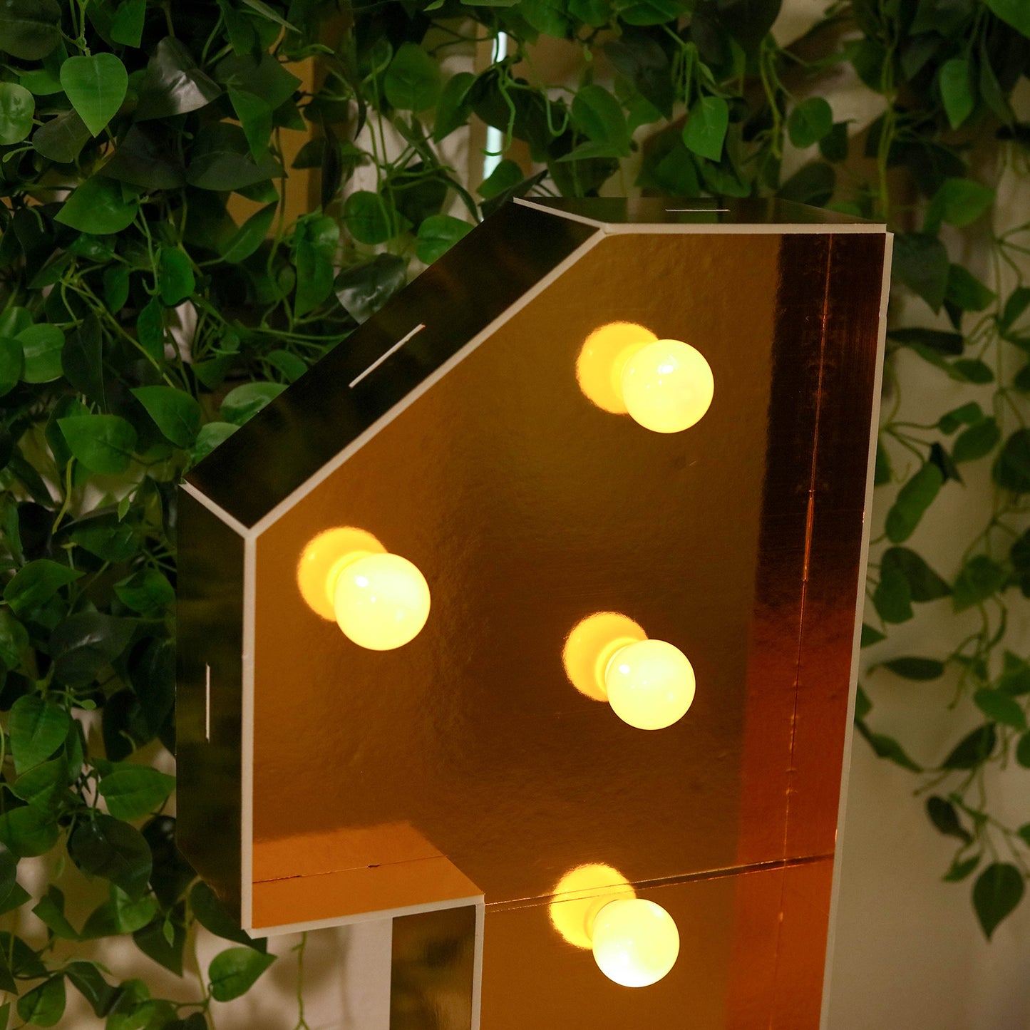 Giant LED Marquee Light Up Number "1", Gold 4ft Pre-Cut Foam Board with 10 Warm White Battery Operated LEDs, Glue Gun and Sticks