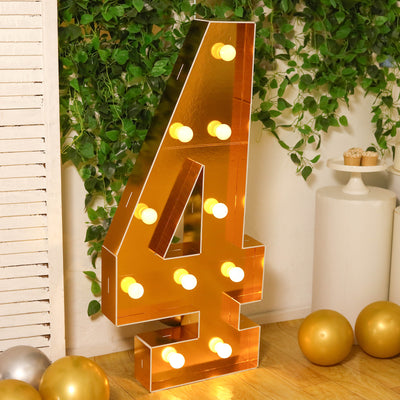 4ft Gold LED Marquee Number 4 4ft Gold LED Marquee Number 4