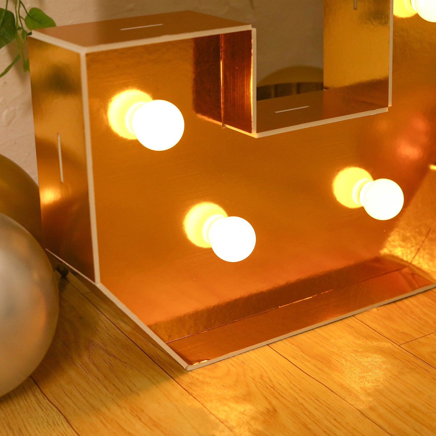 Giant LED Marquee Light Up Number "5", Gold 4ft Pre-Cut Foam Board with 10 Warm White Battery Operated LEDs, Glue Gun and Sticks