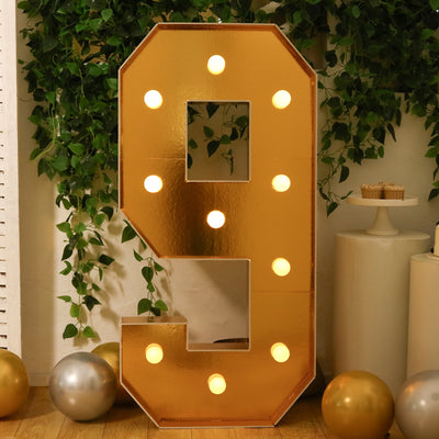 4ft Gold LED Marquee Number 9 4ft Gold LED Marquee Number 9