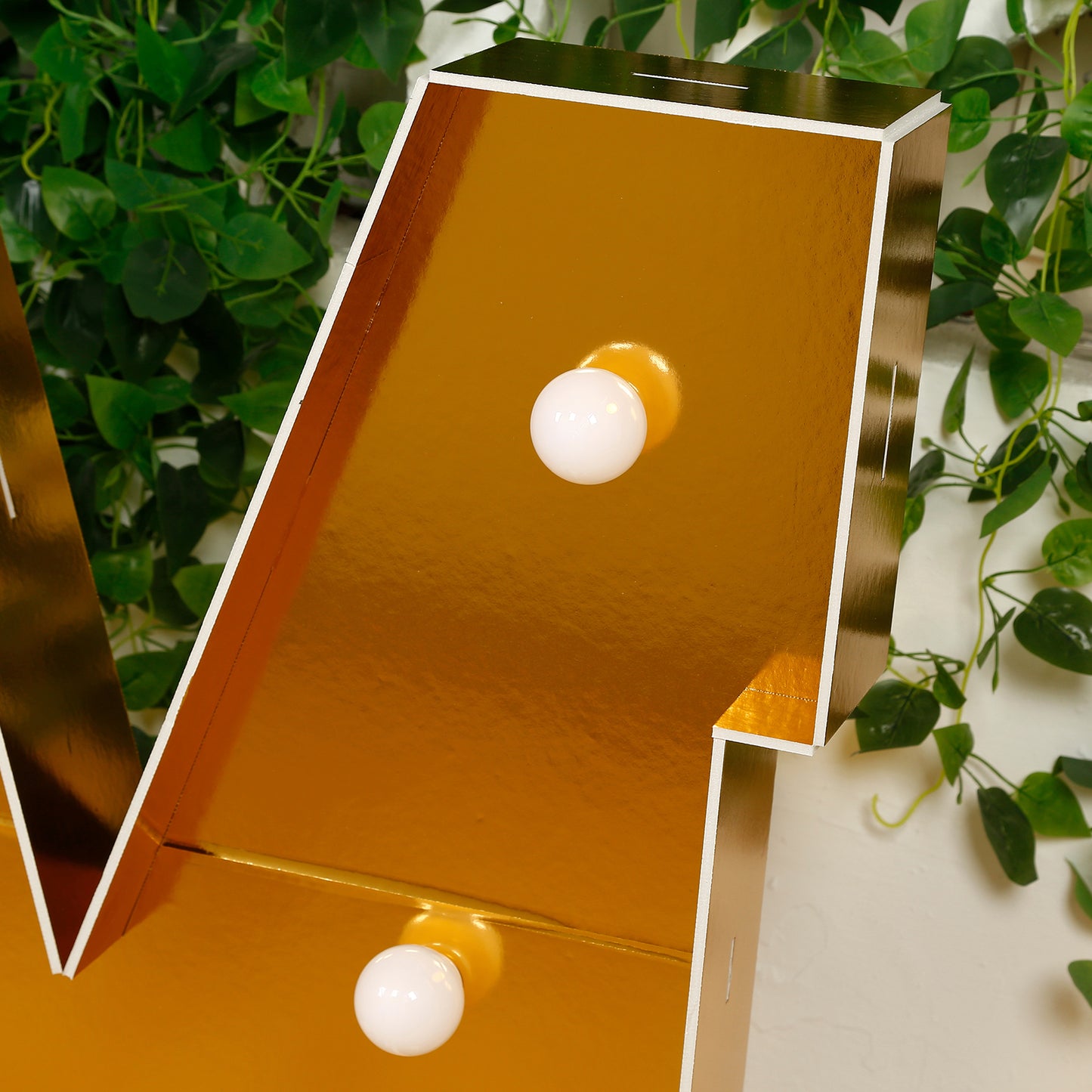 Giant LED Marquee Light Up Letter "M", Gold 4ft Pre-Cut Foam Board with 10 Warm White Battery Operated LEDs, Glue Gun and Sticks