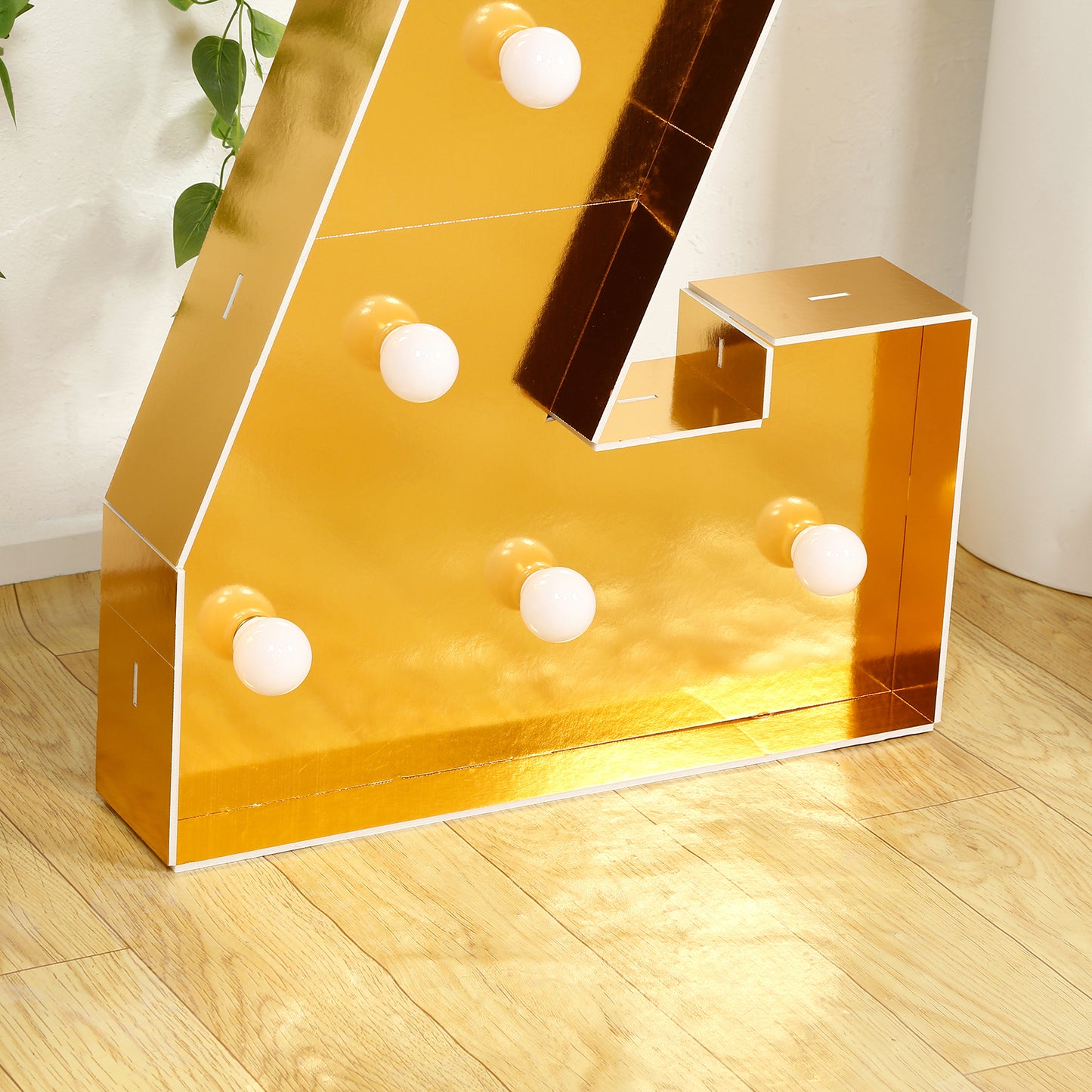 Giant LED Marquee Light Up Letter "Z", Gold 4ft Pre-Cut Foam Board with 10 Warm White Battery Operated LEDs, Glue Gun and Sticks