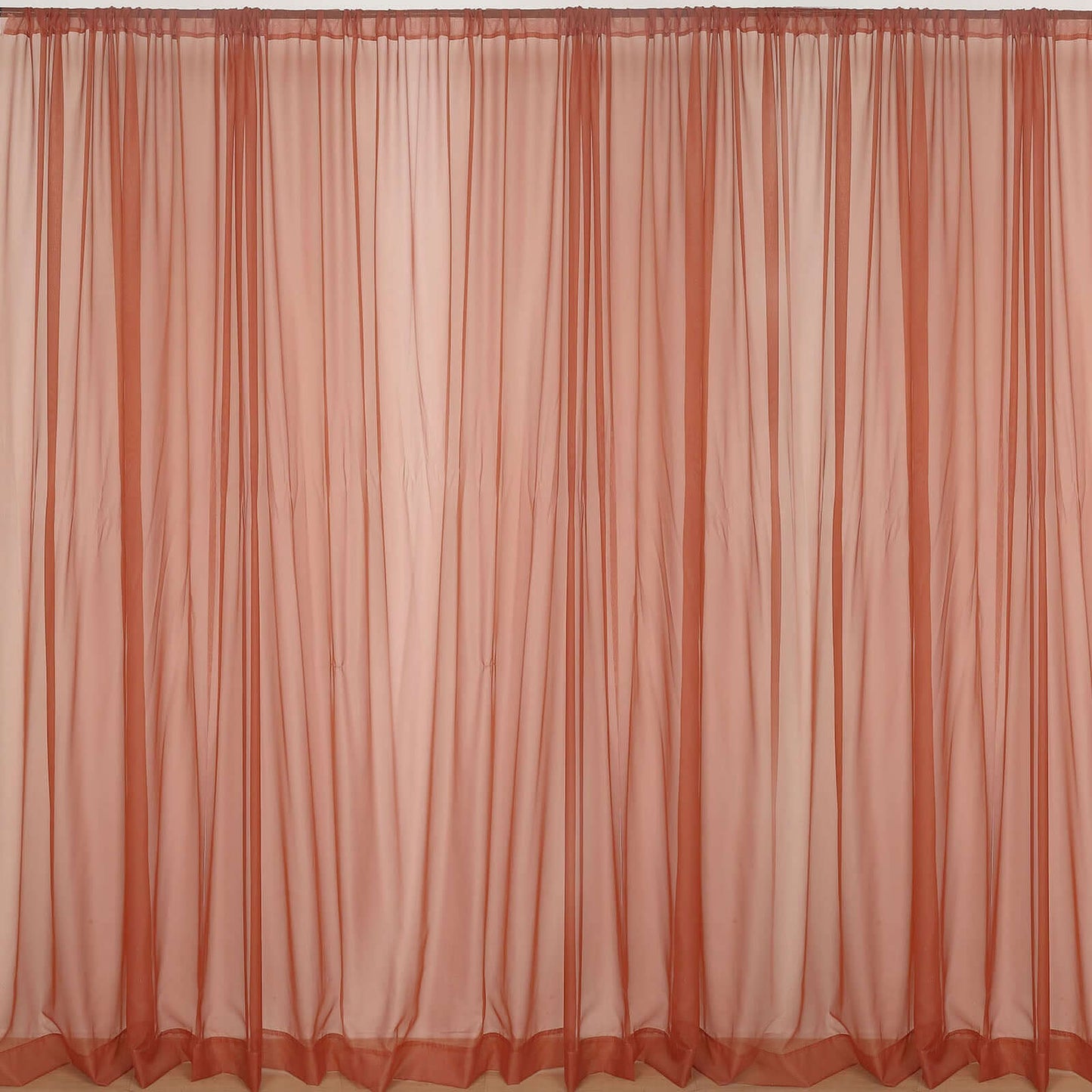Terracotta chiffon backdrop drape curtains for events. #whtbkgd