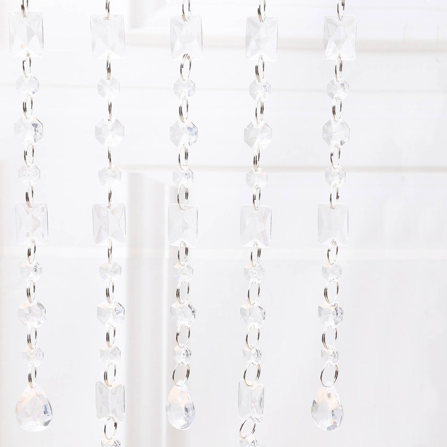 5 Pack | Clear Princess-Cut Acrylic Crystal Diamond Garland Chandeliers - 34inch