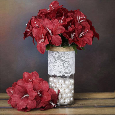 Versatility of Burgundy Artificial Silk Easter Lily Flowers Versatility of Burgundy Artificial Silk Easter Lily Flowers