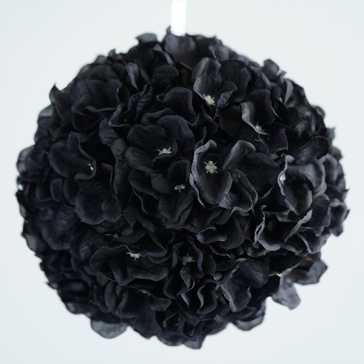 Set Of 4 Black Artificial Silk Hydrangea Kissing Flower Balls 7 Inch