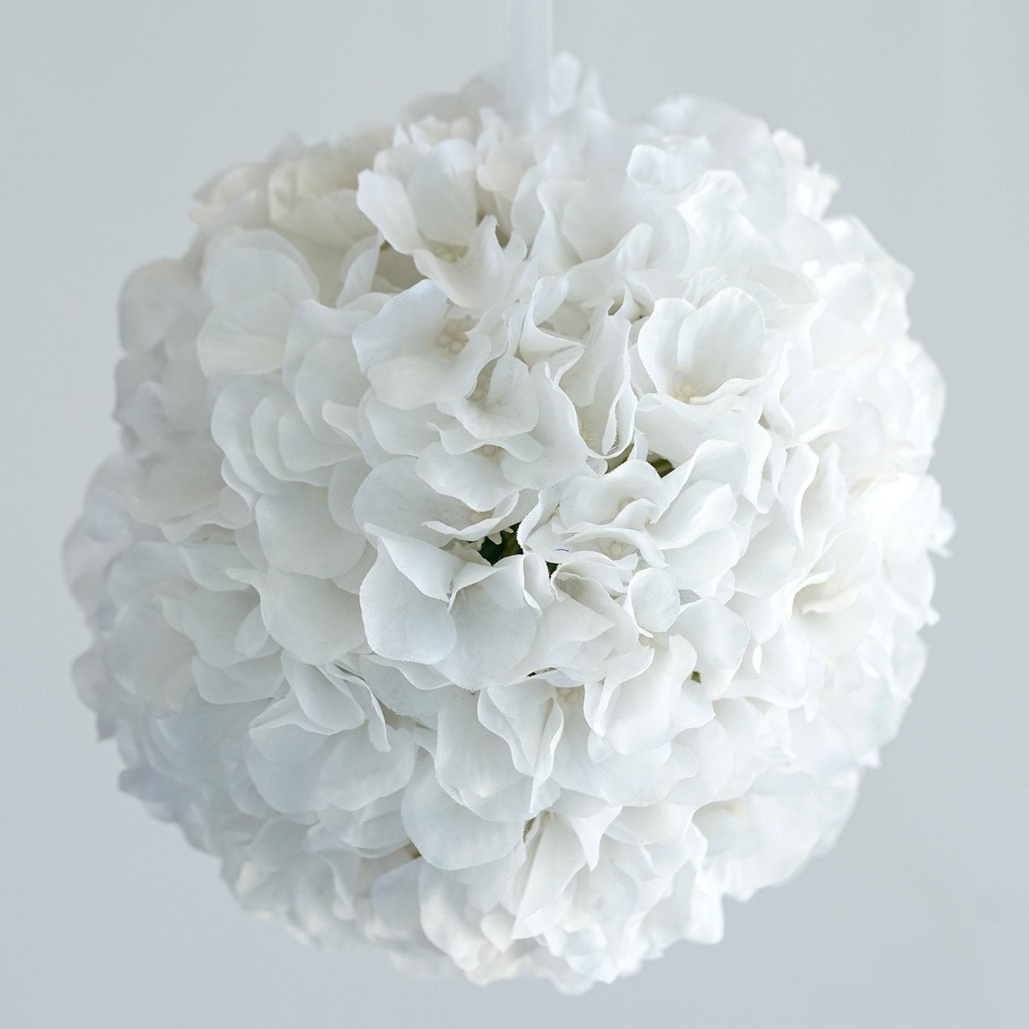 Set Of 4 White Artificial Silk Hydrangea Kissing Flower Balls 7 Inch