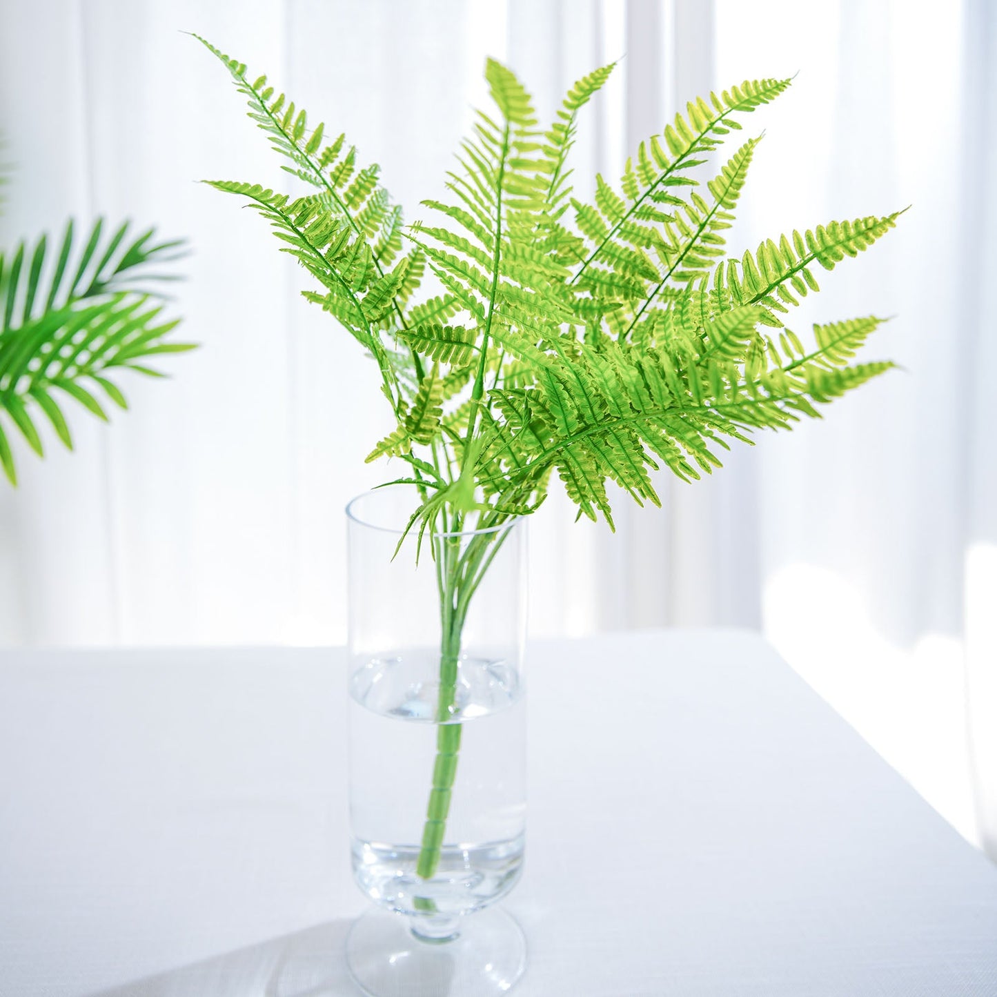 19" Green Artificial Boston Fern Leaf Plant in a vase.