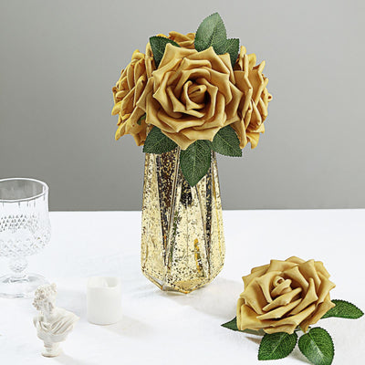 Lifelike Design of Gold Artificial Foam Roses Lifelike Design of Gold Artificial Foam Roses