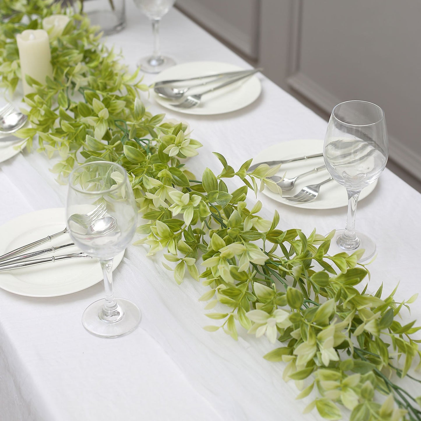 Peperomia Tetragona Green Artificial Leaf Garland 6.5 Feet