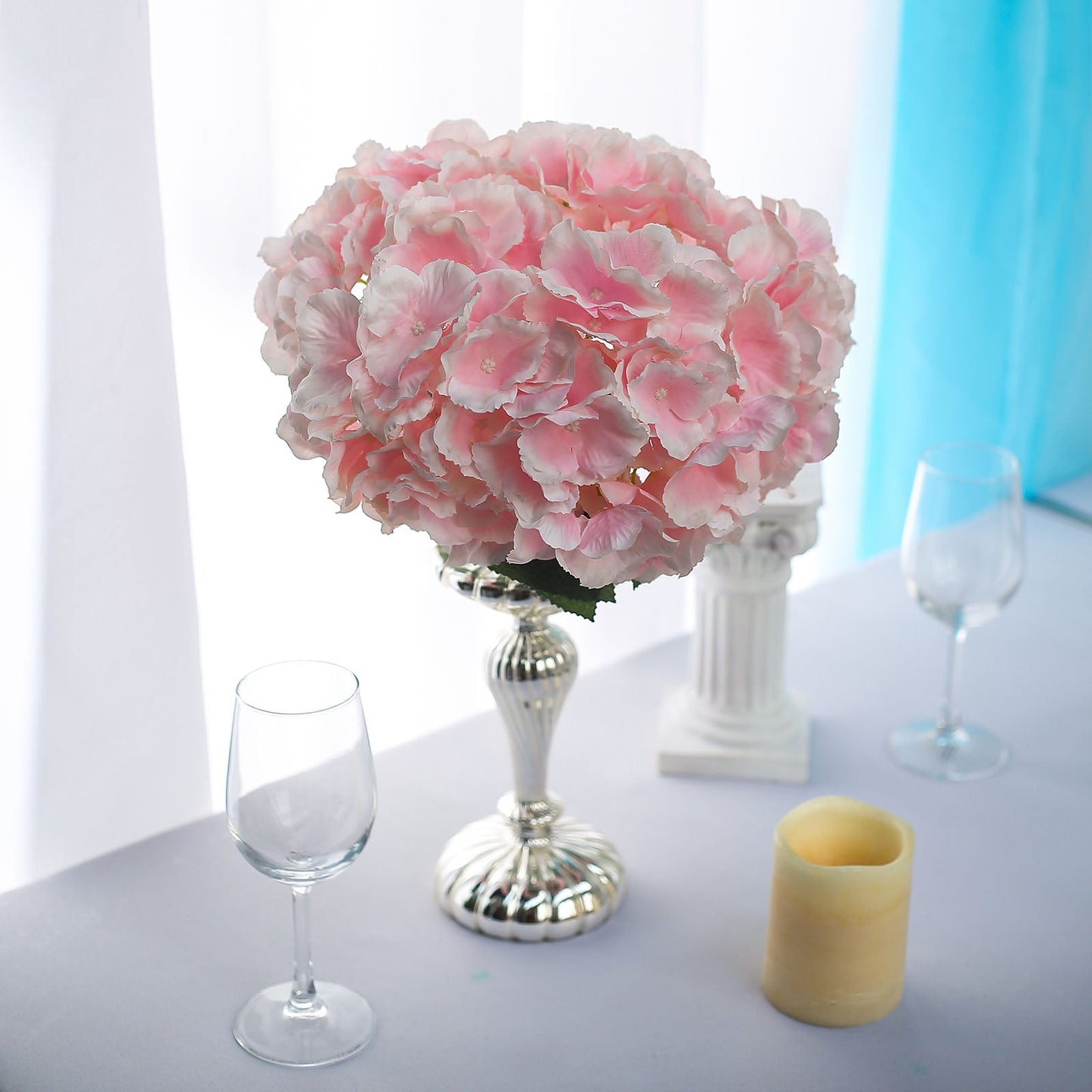 Silk Blush & Pink Hydrangea Flower Artificial Bushes Bouquets 5 Bushes
