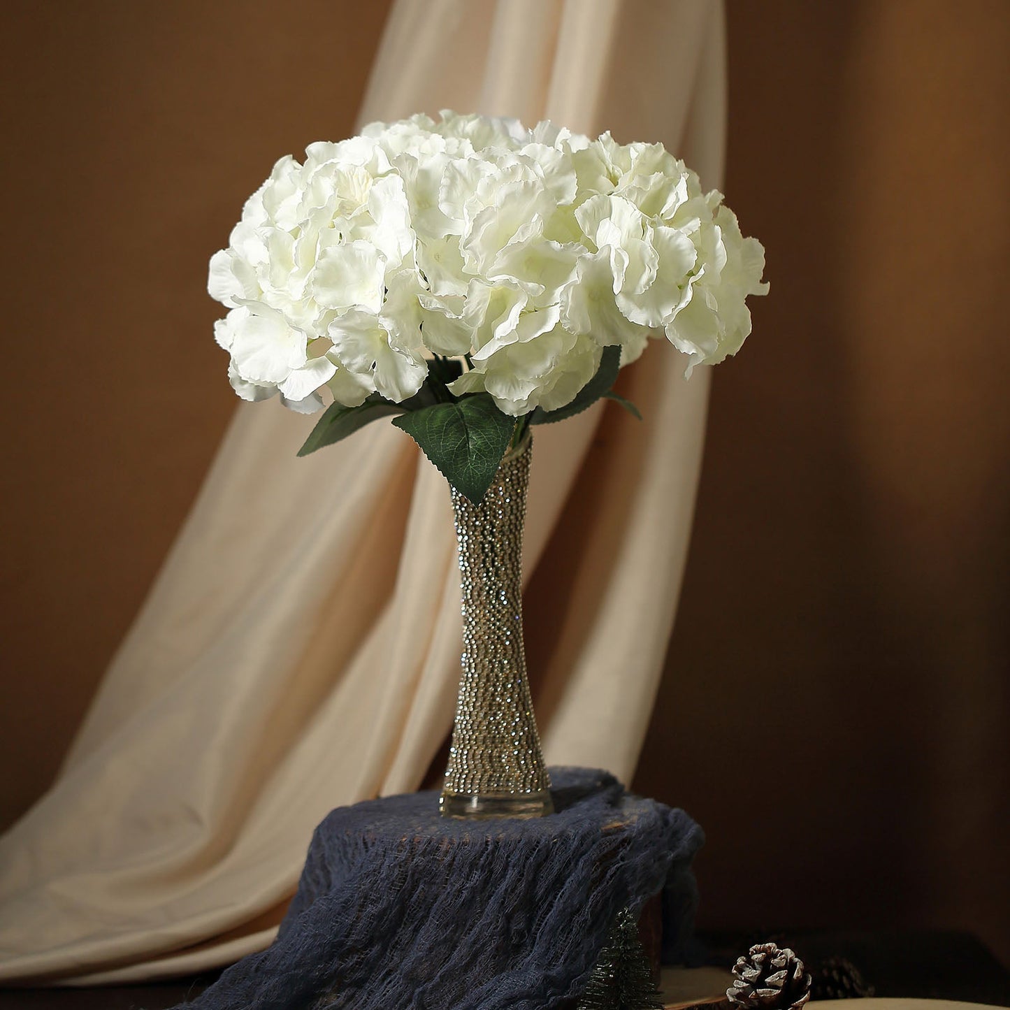 Cream Hydrangea Flower Artificial Silk Bushes Bouquets 5 Bushes