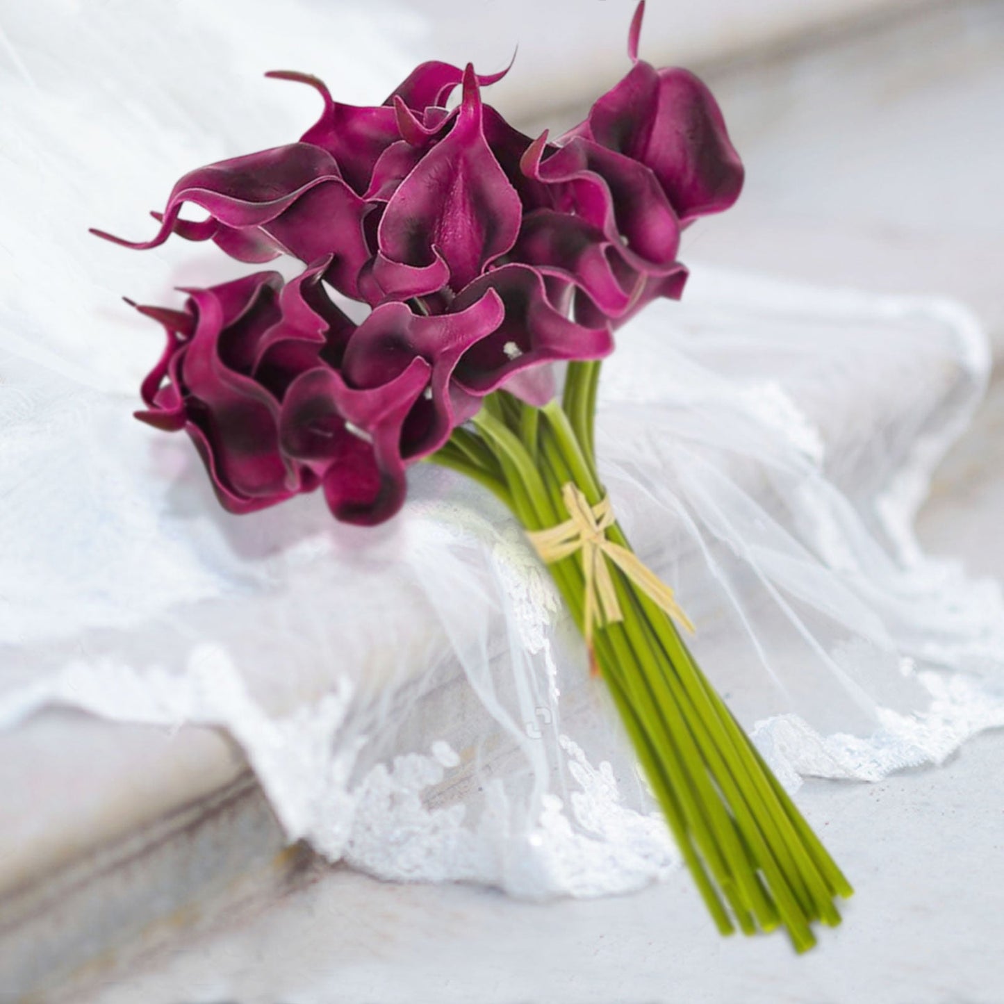 14" Eggplant Artificial Poly Foam Calla Lily Flowers with 20 Stems