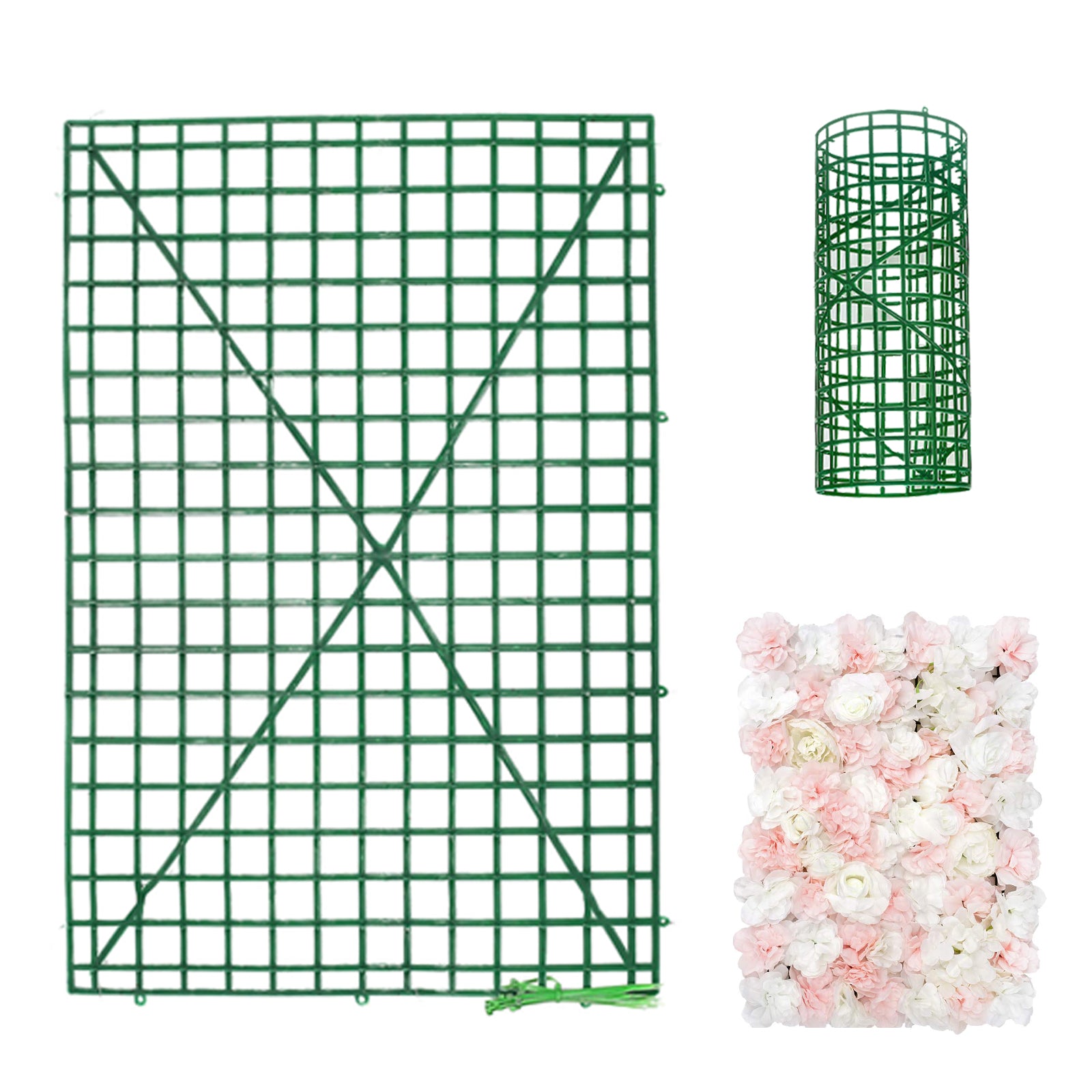 plastic wall covering plants 10 Pack Dark Green Plastic Mesh Flower Wall Panels, Artificial Plant Wall Fences Backdrop Grid Frames