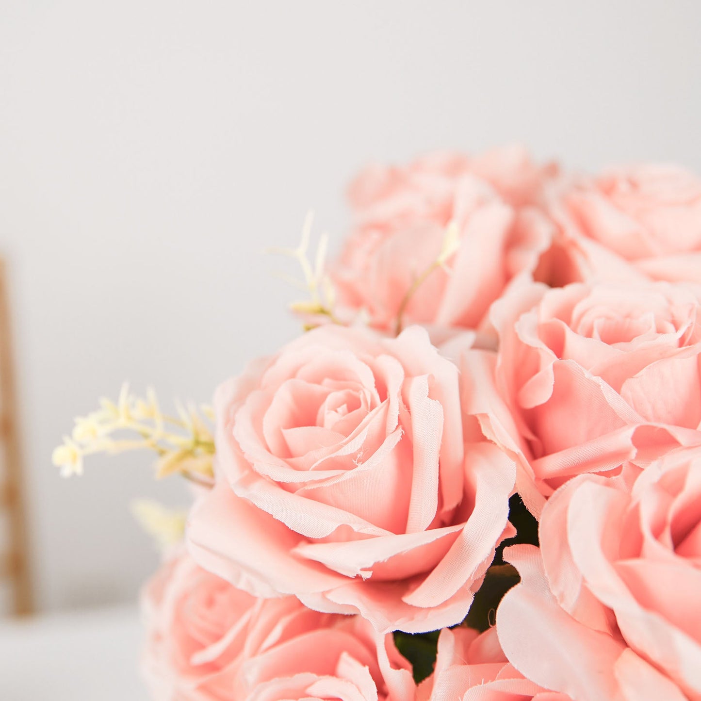 Long Stem Blush Rose Gold Roses 2 Bushes 18 Inch Artificial Silk Rose Flower Bouquet