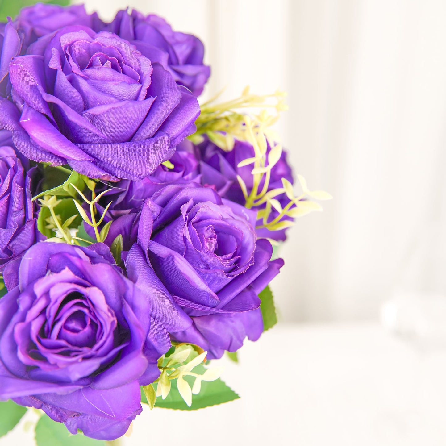 Long Stem Purple Roses 2 Bushes 18 Inch Artificial Silk Rose Flower Bouquet