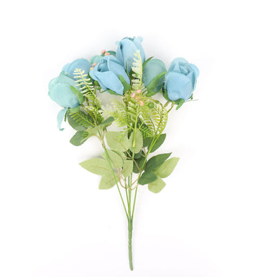 Elegant Dusty Blue Silk Rose Bud Bouquets Elegant Dusty Blue Silk Rose Bud Bouquets