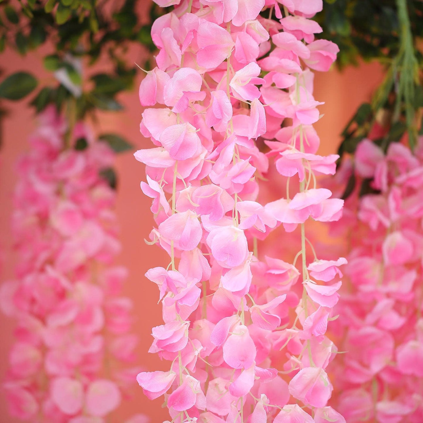 42 Inch Artificial Silk Pink Vines Hanging Wisteria Flower Garland