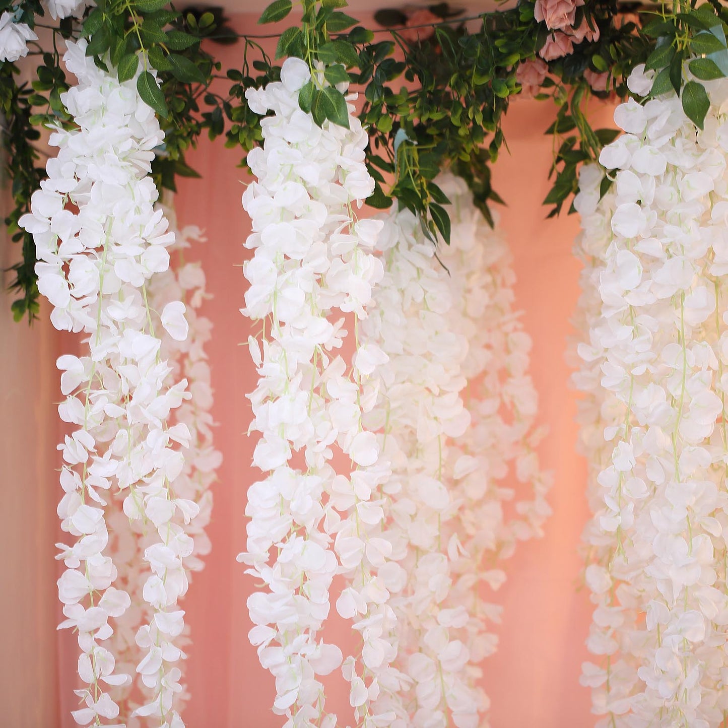 42inches White Artificial Silk Hanging Wisteria Flower Garland Vines