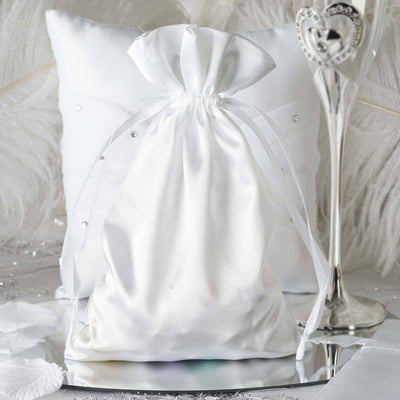 White Satin Drawstring Favor Bags White Satin Drawstring Favor Bags